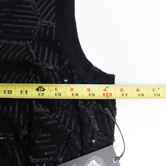 NWT Vince Camuto Womens Black Sequin Sleeveless Classic Sheath Midi Dress Size 4 - Picture 3 of 11